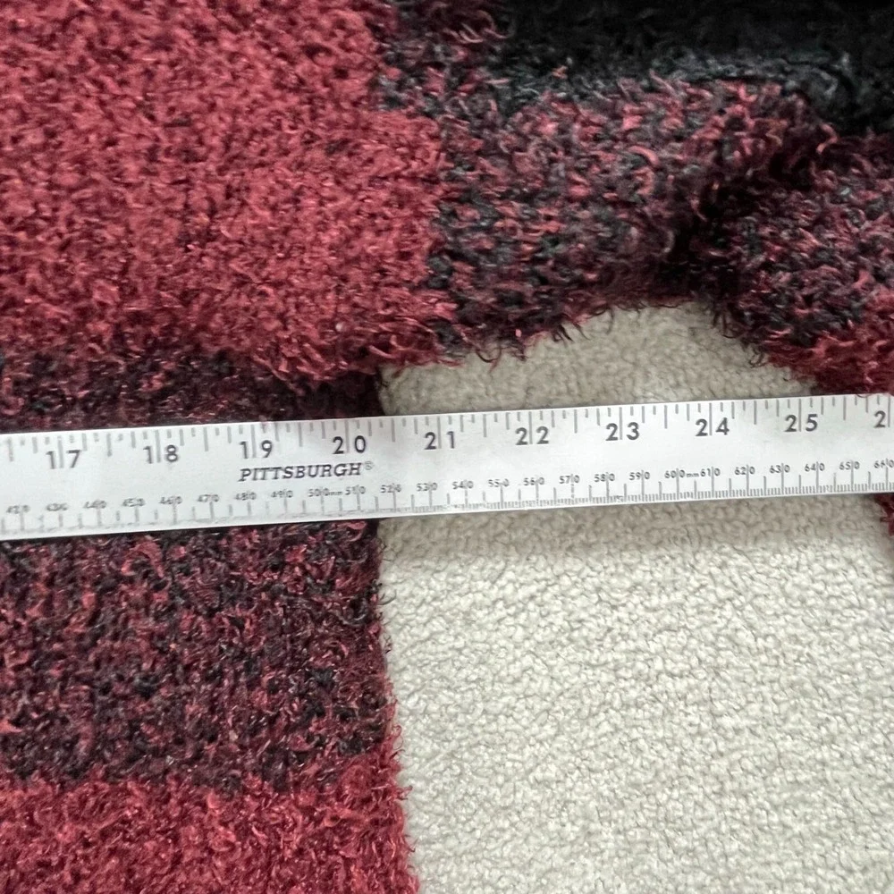 Lee Sweater Women's Medium Black Red Plaid Cowl Neck Pullover Block Jumbo Square